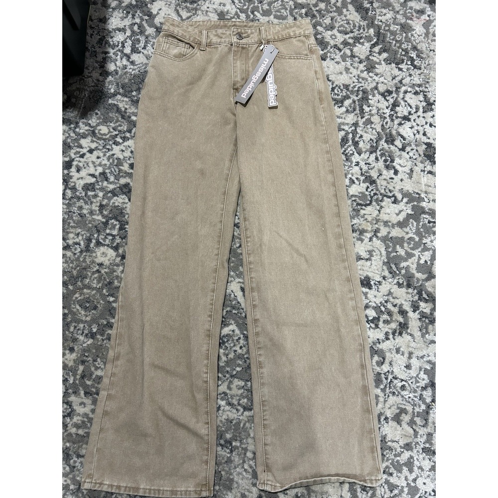 NWT Misguided Sand Washed Relaxed fit Wide Legged‎ Jeans Size 25
